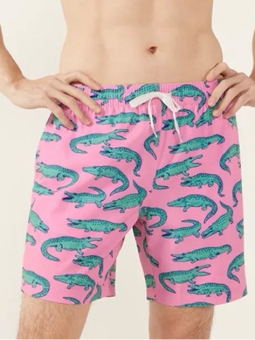 NWT Chubbies The Glades Pink and Green Alligator Swim Shorts Size 3XL  7’ Inseam